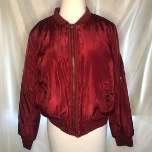 Better Be Shiny Zip Maroon Bomber Jacket